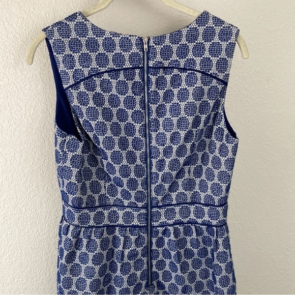 Skies Are Blue Dress Womens Medium Blue White Sleeveless Sheath Textured Pockets - Picture 5 of 12